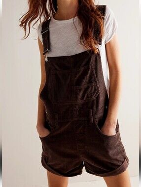 We The Free Brown Corduroy Short Overalls